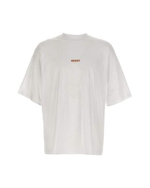 Marni White Logo Patch T-shirt for men