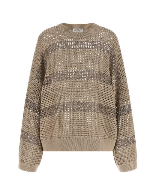 Brunello Cucinelli Natural 'dazzling Stripes' Sweater