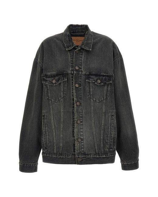 Balenciaga Black Denim Jacket With Used Effect
