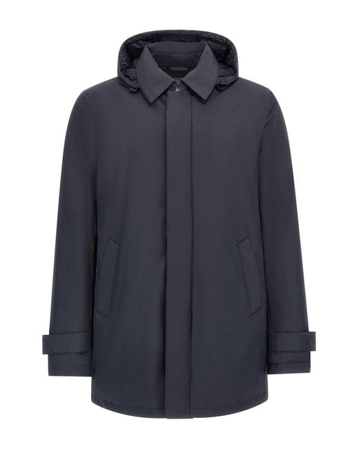 Herno Blue Removable Hood Parka for men