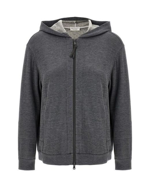 Felpa con cappuccio 'Monile' di Brunello Cucinelli in Black