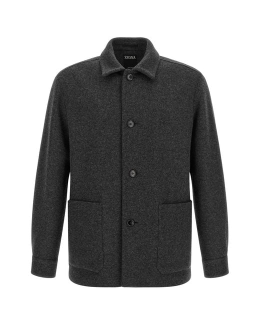 Zegna Black Jersey Overshirt for men