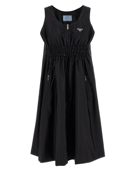 Prada Black 'piuma' Re-nylon Dress