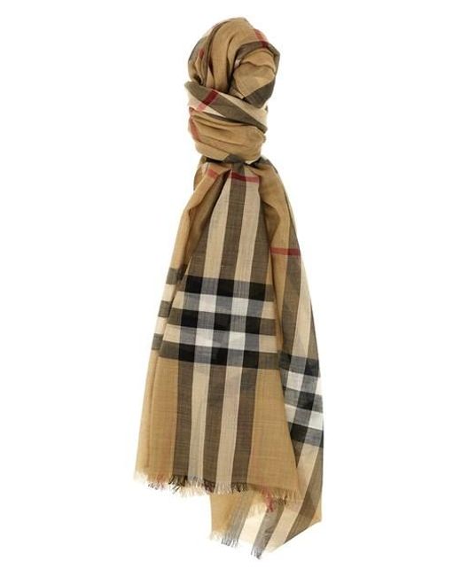 Check Scarf Sciarpe Beige di Burberry in Metallic