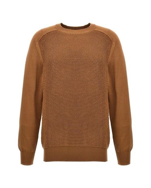 Zegna Brown Waffle Stitch Sweater for men