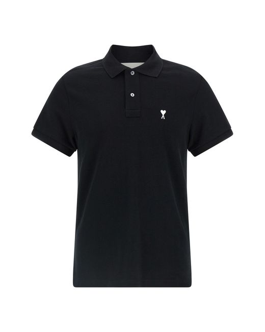 AMI Black 'ami De Coeur' Polo Shirt for men