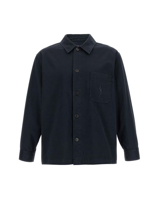 Saint Laurent Blue 'cassandre' Overshirt for men