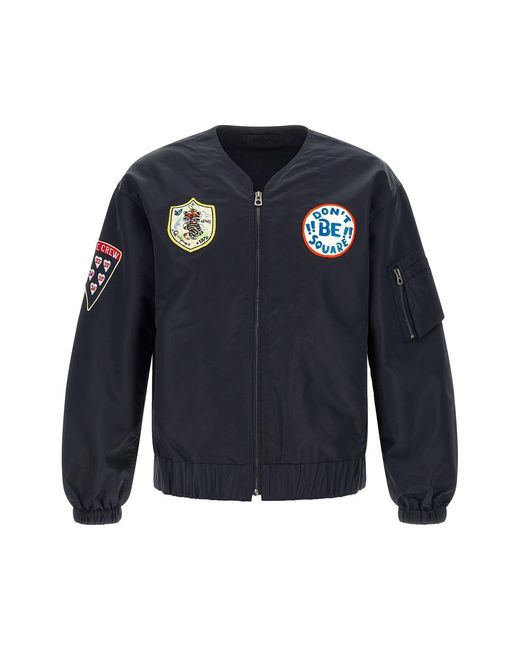 KENZO Blue 'badges Collarless' Bomber Jacket for men