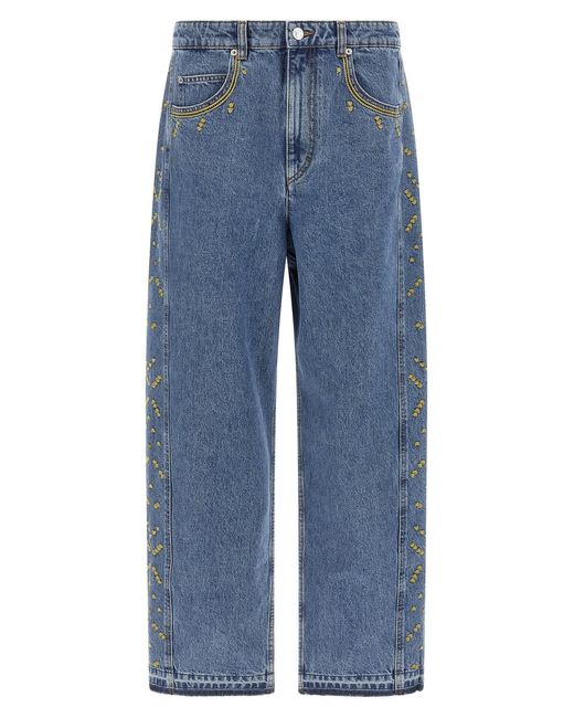 Isabel Marant Blue 'jorian' Jeans With Embroideries for men