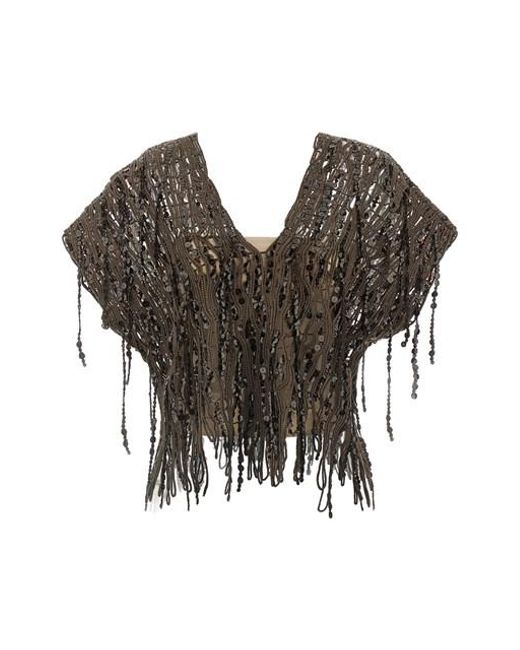 Top 'Dazzling Abstract Embroidery' di Brunello Cucinelli in Black