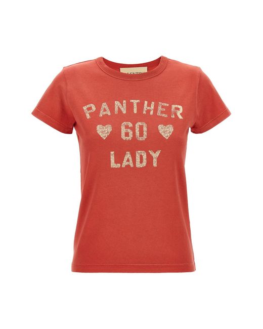 Valentino Garavani 'panther Lady' T-shirt in Red | Lyst UK
