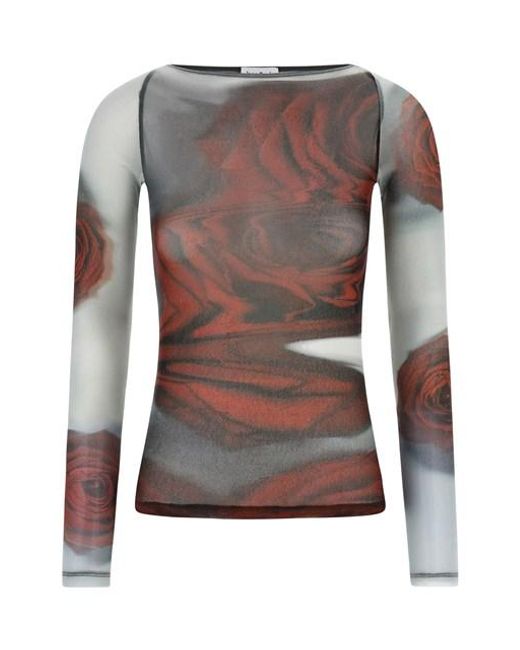 Jean Paul Gaultier Brown 'the Red Blurry Roses' Top