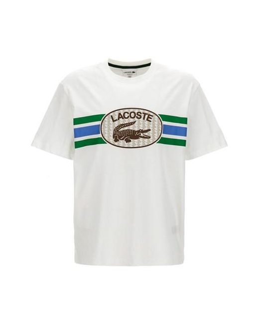 T-shirt stampa logo di Lacoste in White da Uomo