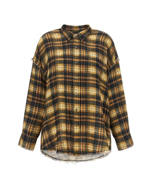 R13 Multicolor Raw Cut Hem Shirt