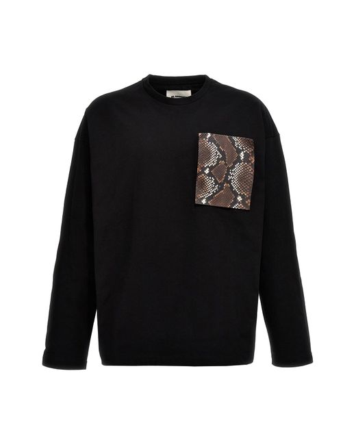 Jil Sander Black 'phyton Pocket' T-shirt for men