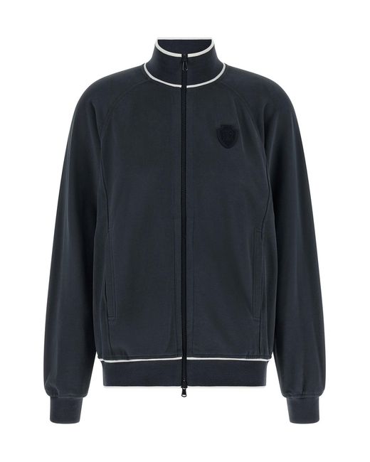 Brunello Cucinelli Blue Heraldic Patch Sweatshirt