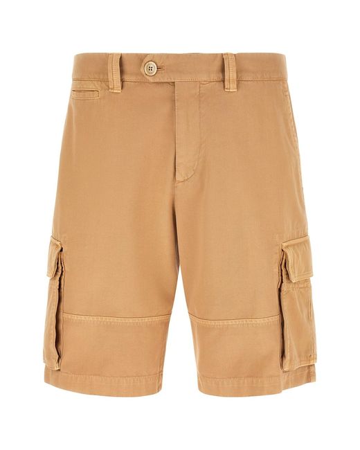 Brunello Cucinelli Natural Cotton Cargo Bermuda Shorts for men
