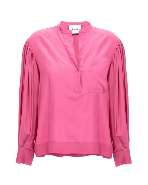Nude Pink Silk Bloshirt