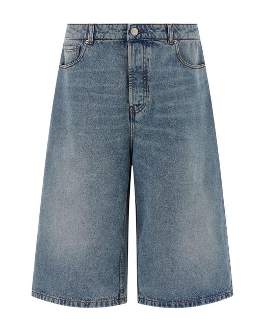 AMI Blue Denim Bermuda Shorts for men