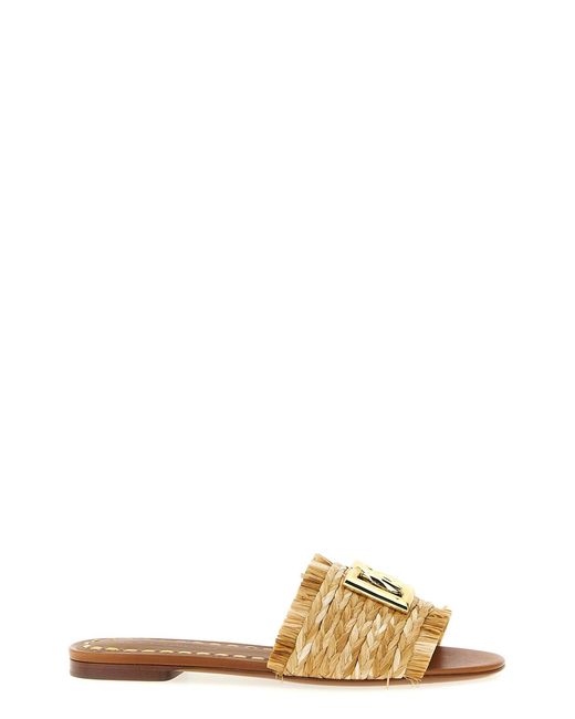 Dolce & Gabbana Brown Raffia Braid Slides