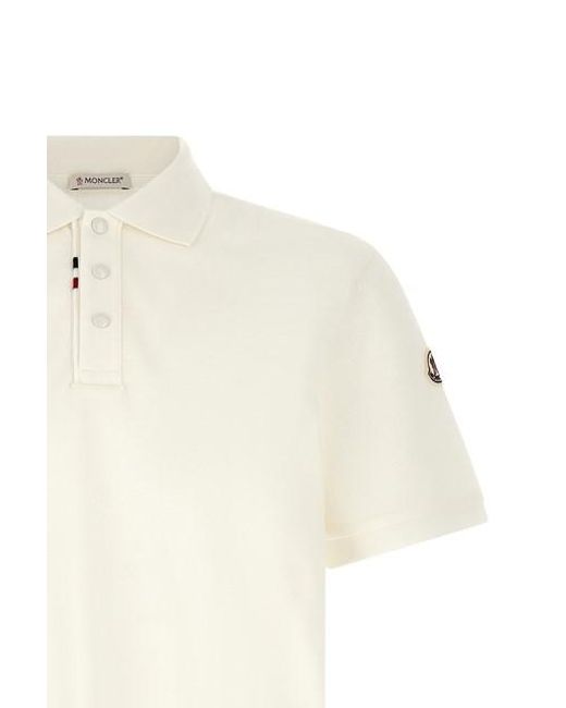 Polo Patch Logo di Moncler in White da Uomo