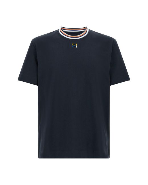 Fendi Blue 'ff Stitching' T-shirt for men