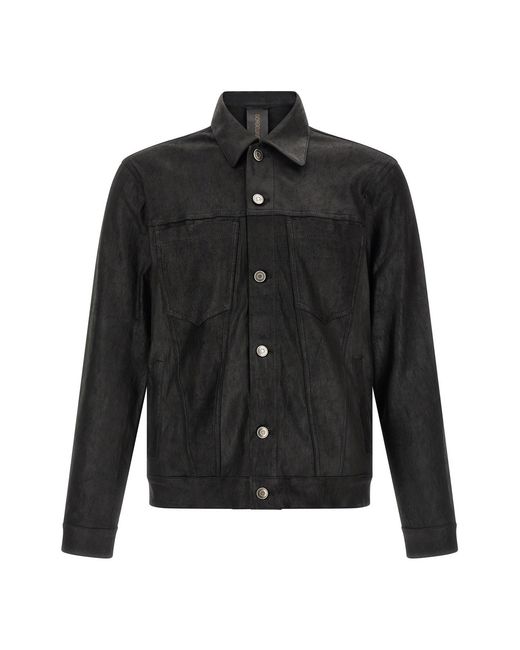 Giorgio Brato Black Leather Jacket for men