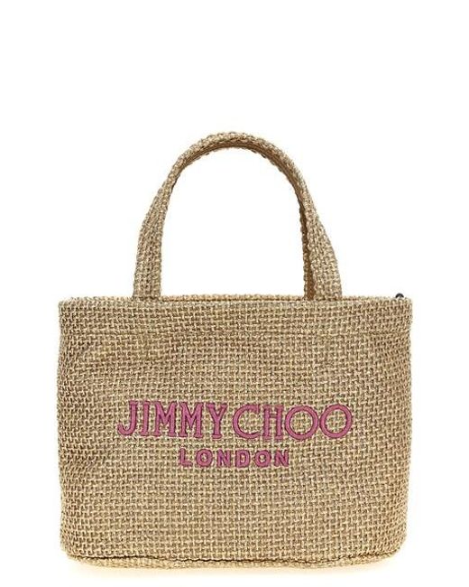 Borsa a mano 'Beach Tote E/W Mini' di Jimmy Choo in Brown