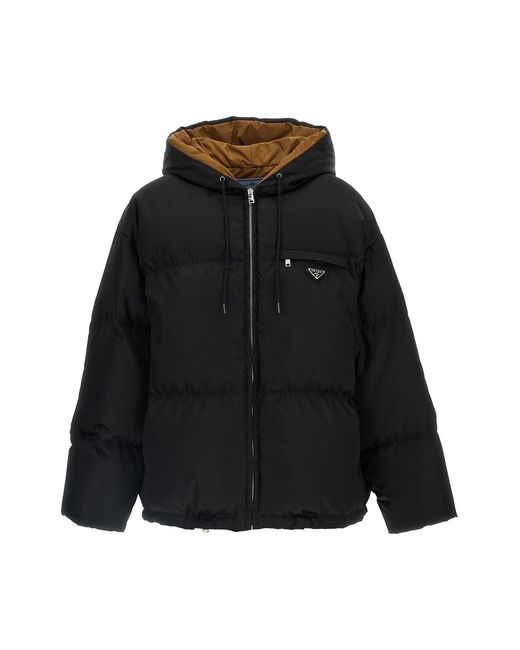 Prada Black Re-nylon Maxi Down Jacket