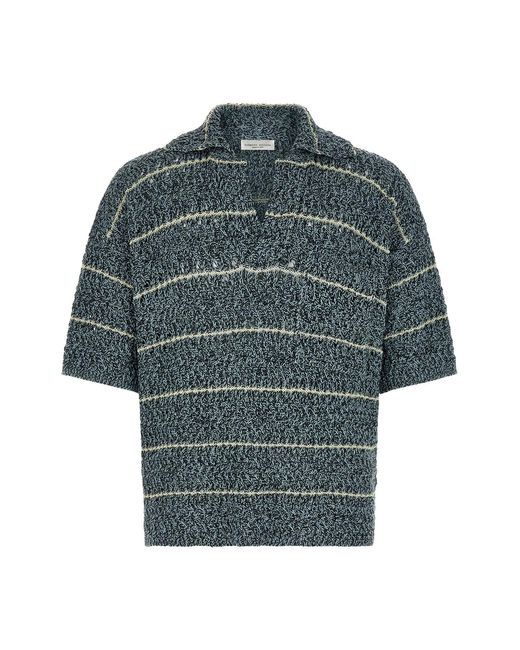 Roberto Collina Blue 'mouliné' Polo Shirt for men