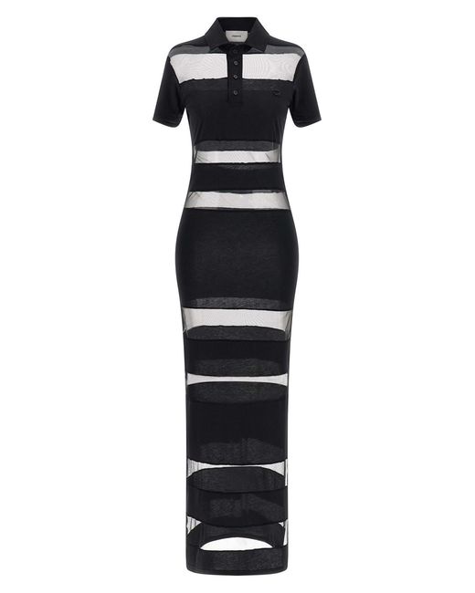 Coperni Black 'striped Sheer Polo' Dress