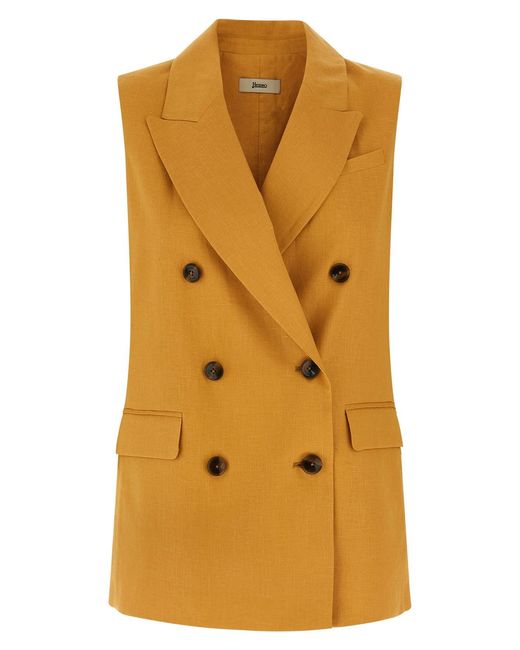 Herno Yellow Linen Vest
