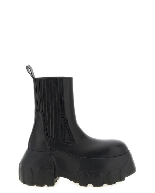Rick Owens Black 'beatle Mega Tractor' Ankle Boots