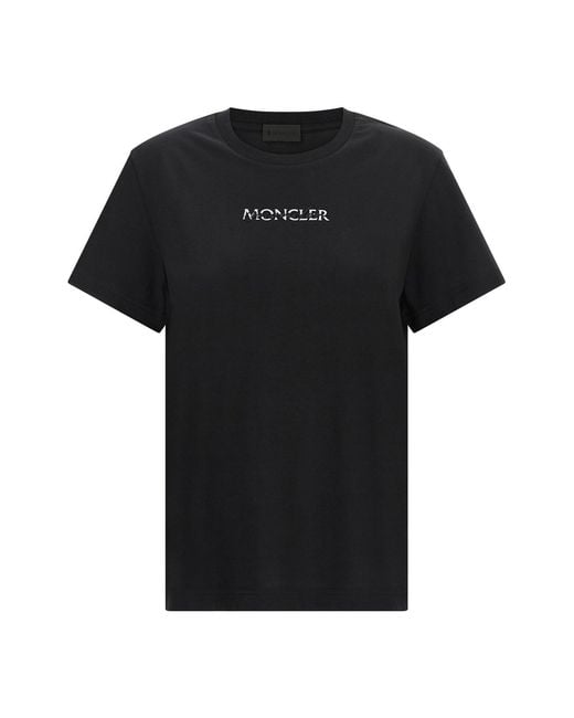 Moncler Black Logo Embroidery T-shirt