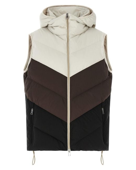 Kiton Gray Chevron Stitching Padded Vest