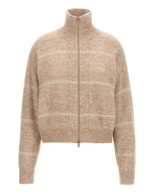 Brunello Cucinelli Natural Sequin Cardigan