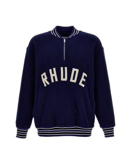 Rhude Blue 'quarter Zip Varsity' Sweatshirt for men