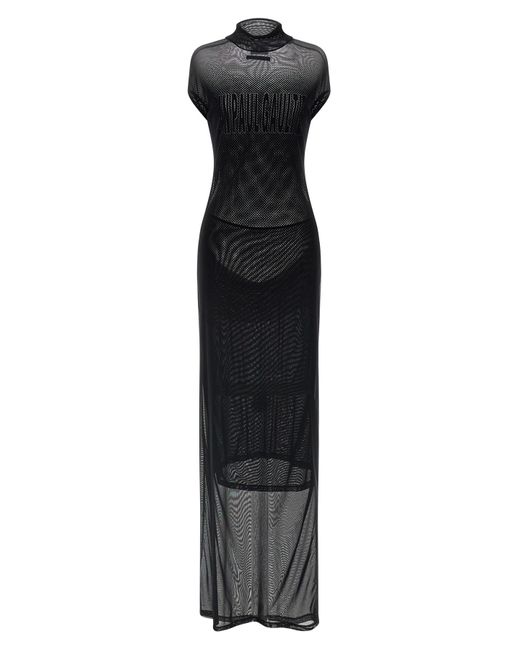 Jean Paul Gaultier Black Flocked Dress