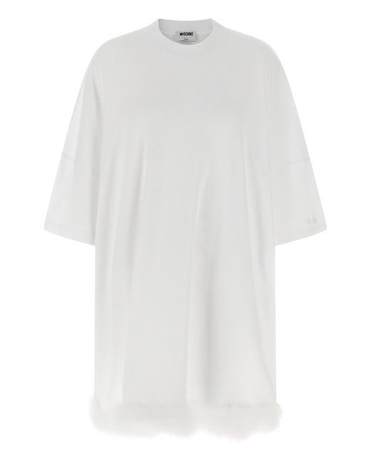 Moschino White Feather Dress