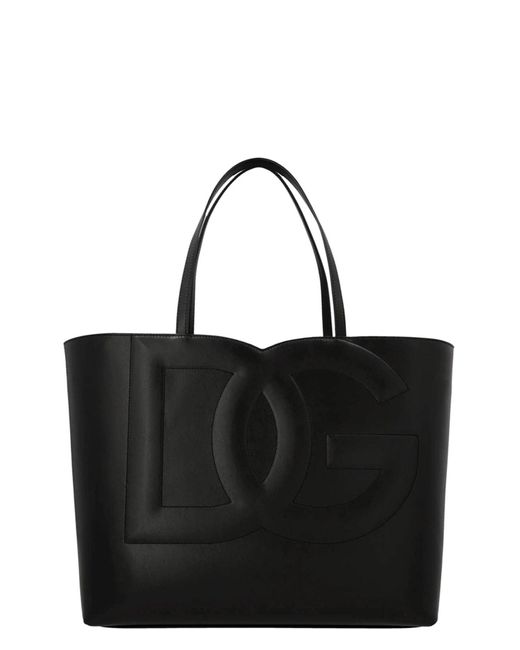 Dolce & Gabbana Black 'logo' Midi Shopping Bag