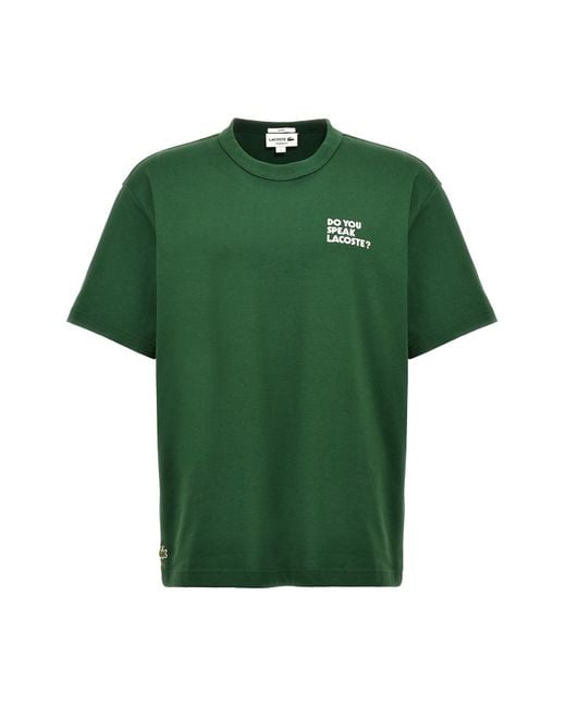 Lacoste Green T-Shirt "Do You Speak ?"