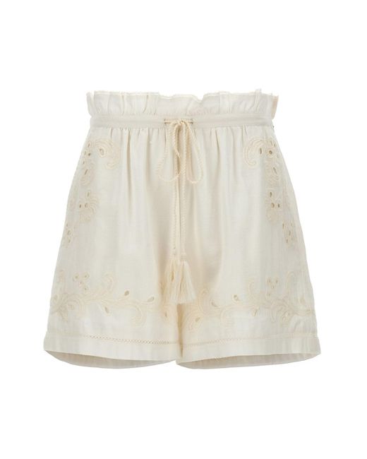 Twin Set White Embroidery Shorts