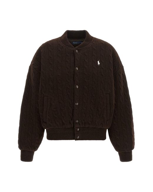 Polo Ralph Lauren Black Braided Bomber Jacket
