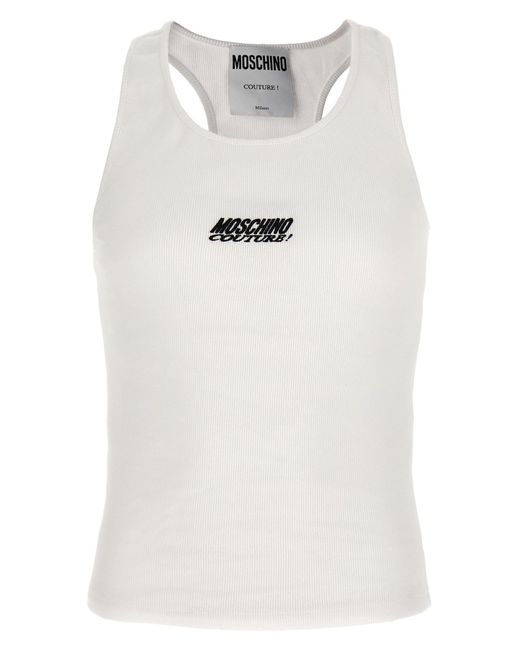 Moschino White Logo Ribbed Top Tops for men