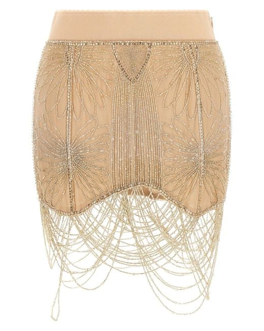 The Attico Natural Beads Embroidery Skirt