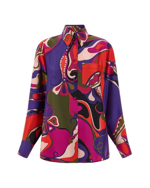 Emilio Pucci Red Seidenhemd
