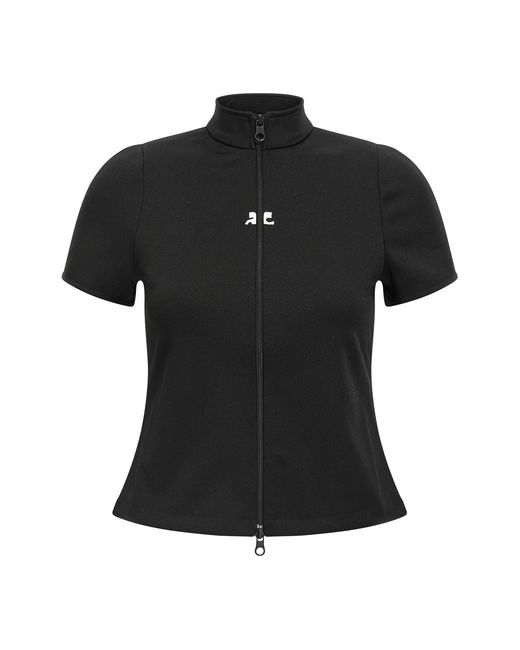 Courreges Black 'interlock Zipped' Top