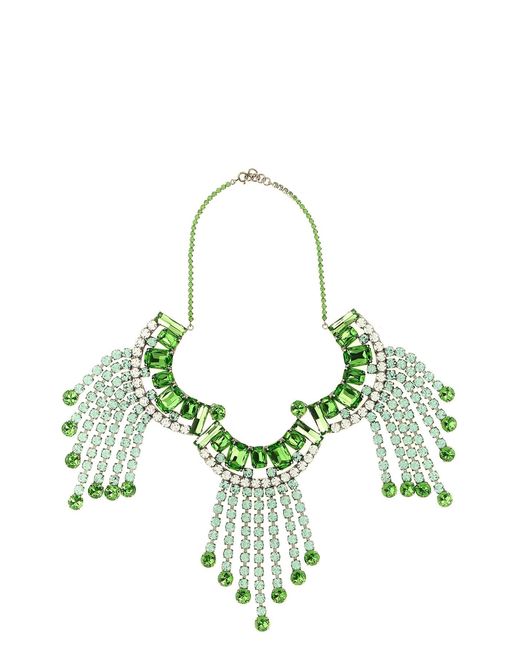 Dries Van Noten Green Maxi Necklace With Rhinestones