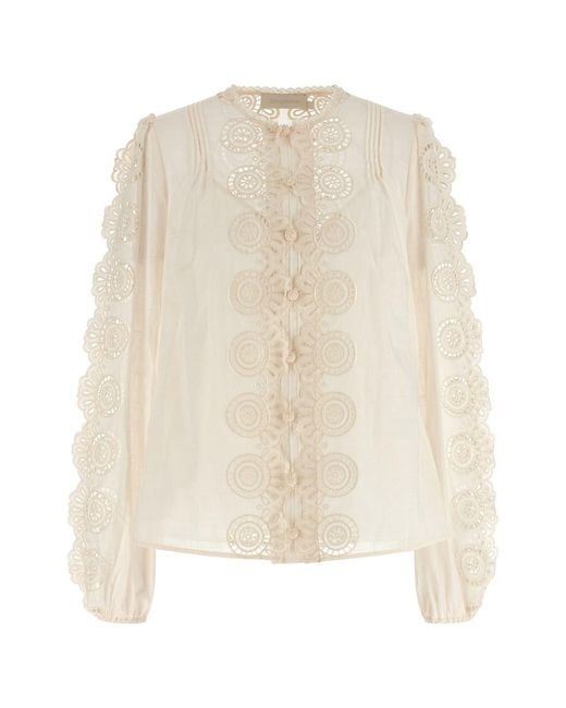 Zimmermann Natural 'lucky' Embroidered Blouse