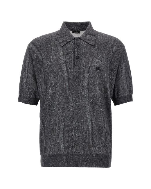 Etro Gray 'paisley' Polo Shirt for men